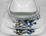 ❤️ New 17-pc Corelle KYOTO NIGHT Dinnerware Set *Blue Japanese Watercolor Leaves