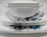 ❤️ New 17-pc Corelle KYOTO NIGHT Dinnerware Set *Blue Japanese Watercolor Leaves