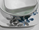 ❤️ New 17-pc Corelle KYOTO NIGHT Dinnerware Set *Blue Japanese Watercolor Leaves