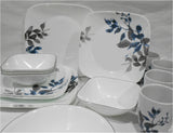 ❤️ New 17-pc Corelle KYOTO NIGHT Dinnerware Set *Blue Japanese Watercolor Leaves