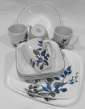 ❤️ New 17-pc Corelle KYOTO NIGHT Dinnerware Set *Blue Japanese Watercolor Leaves