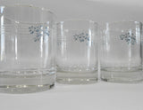 ❤️ 4 HTF Corelle LACE BOUQUET 9-oz ROCKS GLASSES Double Old Fashioned Blue White