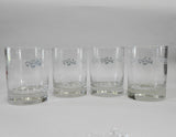 ❤️ 4 HTF Corelle LACE BOUQUET 9-oz ROCKS GLASSES Double Old Fashioned Blue White