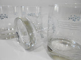 ❤️ 4 HTF Corelle LACE BOUQUET 9-oz ROCKS GLASSES Double Old Fashioned Blue White
