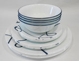 ❤️ NEW 16-pc Corelle LIA DINNERWARE SET / Plates Bowls Cobalt Blue Curly Swirls