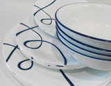 ❤️ NEW 16-pc Corelle LIA DINNERWARE SET / Plates Bowls Cobalt Blue Curly Swirls