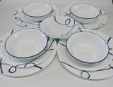 ❤️ NEW 16-pc Corelle LIA DINNERWARE SET / Plates Bowls Cobalt Blue Curly Swirls