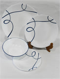 ❤️ NEW 16-pc Corelle LIA DINNERWARE SET / Plates Bowls Cobalt Blue Curly Swirls