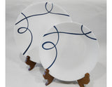 ❤️ NEW 16-pc Corelle LIA DINNERWARE SET / Plates Bowls Cobalt Blue Curly Swirls