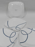 ❤️ NEW 4 Corelle LIA SQUARE 6.5" APPETIZER Bread PLATES / Cobalt Blue Curly Swirls