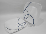 ❤️ NEW 4 Corelle LIA SQUARE 6.5" APPETIZER Bread PLATES / Cobalt Blue Curly Swirls