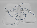 ❤️ NEW 4 Corelle LIA SQUARE 6.5" APPETIZER Bread PLATES / Cobalt Blue Curly Swirls