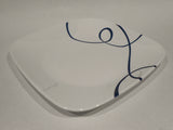 NEW 1 Corelle LIA SQUARE 9" SALAD PLATE Lunch / Cobalt Blue Curly Swirls