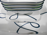 NEW 12-pc Corelle LIA SQUARE DINNERWARE SET Plates Bowls Navy Blue Curly Swirls