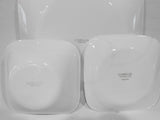 NEW 12-pc Corelle LIA SQUARE DINNERWARE SET Plates Bowls Navy Blue Curly Swirls