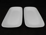 ❤️ 2 Corelle PURE WHITE Winter 10x5 APPETIZER TRAYS Serving Platters Oblong Fish