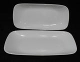 ❤️ 2 Corelle PURE WHITE Winter 10x5 APPETIZER TRAYS Serving Platters Oblong Fish