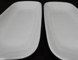 ❤️ 2 Corelle PURE WHITE Winter 10x5 APPETIZER TRAYS Serving Platters Oblong Fish