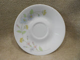 ☕︎ 2-pc CORELLE Corning PASTEL BOUQUET HOOK CUP & SAUCER *Vitrelle Glass Floral