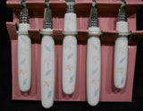 NEW 20-pc Corelle PINK TRIO Stainless FLATWARE Set *Pastel Blue Peach Blossoms