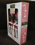 NEW 20-pc Corelle PINK TRIO Stainless FLATWARE Set *Pastel Blue Peach Blossoms