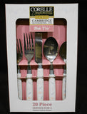 NEW 20-pc Corelle PINK TRIO Stainless FLATWARE Set *Pastel Blue Peach Blossoms