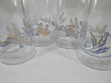 ❤️ 4 Corelle PINK TRIO 16-oz TUMBLER GLASSES Iced Tea Peach Blue Floral Blossoms