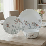 NEW 12-pc Corelle Signature POPPY PRINT DINNERWARE SET Pale Pink White Floral