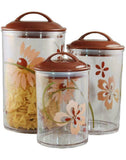 ❤️ NEW 3-pc Corelle PRETTY PINK Clear Acrylic CANISTER SET See-thru Storage Jars