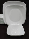 ❤️ NEW 12-pc CORELLE Square VIVID / PURE WHITE Dinnerware Set DINNER LUNCH BOWLS