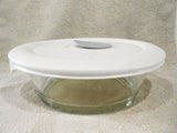 PYREX Pro Deluxe OVAL 3.67 Cup STORAGE DISH & Vent COVER 8500 Ivory White Gray