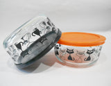 ❤️ New PYREX CATS 4 Cup HALLOWEEN STORAGE Bowl Spooky Scary *BLACK or ORANGE