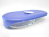 ❤️ 8300 / 8301 PYREX Storage 2 Cup DIVIDED Glass DISH w/ BERRY PINK or BLUE VENT Cover