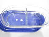 ❤️ 8300 / 8301 PYREX Storage 2 Cup DIVIDED Glass DISH w/ BERRY PINK or BLUE VENT Cover