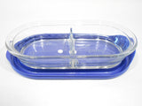 ❤️ 8300 / 8301 PYREX Storage 2 Cup DIVIDED Glass DISH w/ BERRY PINK or BLUE VENT Cover