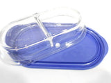 ❤️ 8300 / 8301 PYREX Storage 2 Cup DIVIDED Glass DISH w/ BERRY PINK or BLUE VENT Cover