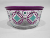 ❤️ NEW Pyrex DIAMONDS 4 Cup STORAGE BOWL & COVER Turquoise Purple Accents