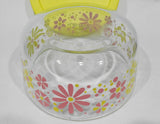 ❤️ NEW PYREX 4 Cup FLOWER POWER Storage Bowl RETRO FLORAL Yellow Pink Petals
