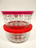 1 PYREX Love 4 CUP Storage Bowl WHITE VALENTINE HEARTS *Choose RED or PINK COVER