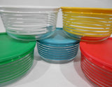 PYREX Stripes MEMORY LANE 4 Cup Storage Bowl CHOOSE: GREEN RED WHITE BLUE YELLOW
