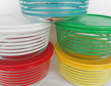 PYREX Stripes MEMORY LANE 4 Cup Storage Bowl CHOOSE: GREEN RED WHITE BLUE YELLOW