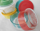 PYREX Stripes MEMORY LANE 4 Cup Storage Bowl CHOOSE: GREEN RED WHITE BLUE YELLOW