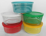 PYREX Stripes MEMORY LANE 4 Cup Storage Bowl CHOOSE: GREEN RED WHITE BLUE YELLOW
