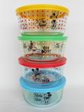 ❤️ NEW 8-pc PYREX Disney MICKEY MOUSE 4 Cup Glass STORAGE BOWL SET w/Covers