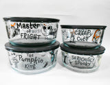 ❤️ 8-pc PYREX Nightmare Before Christmas HALLOWEEN Storage Set FRIGHT SPOOKY