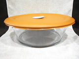 PYREX Pro Deluxe OVAL 12 Cup / 3 Qt Glass DISH & Gold Vent Cover 8501