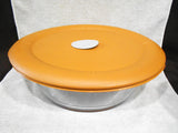 PYREX Pro Deluxe OVAL 12 Cup / 3 Qt Glass DISH & Gold Vent Cover 8501