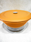 PYREX Pro Deluxe OVAL 12 Cup / 3 Qt Glass DISH & Gold Vent Cover 8501
