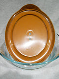 PYREX Pro Deluxe OVAL 12 Cup / 3 Qt Glass DISH & Gold Vent Cover 8501