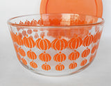 ❤️ 2014 PYREX 4 Cup ORANGE PUMPKIN ROWS 1-Qt Storage BOWL Spooky Halloween